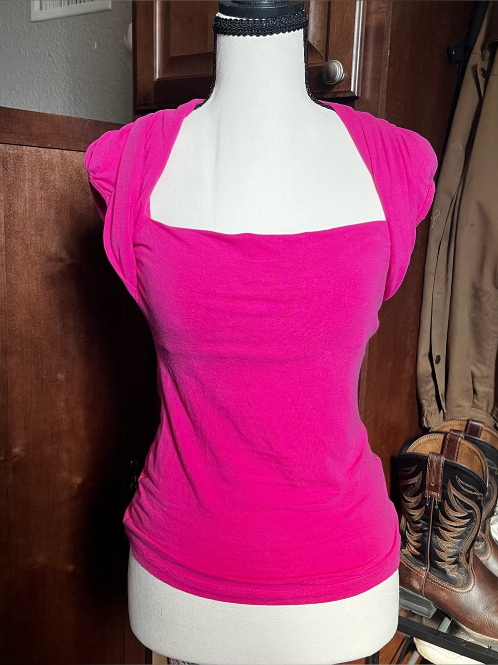 Ambiance Hot Pink Square Neck Tank